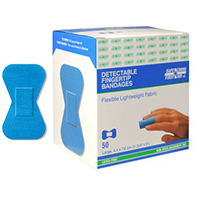 Fingertip Fabric Metal-Detectable Bandages (4.4cm X 7.6cm) Blue