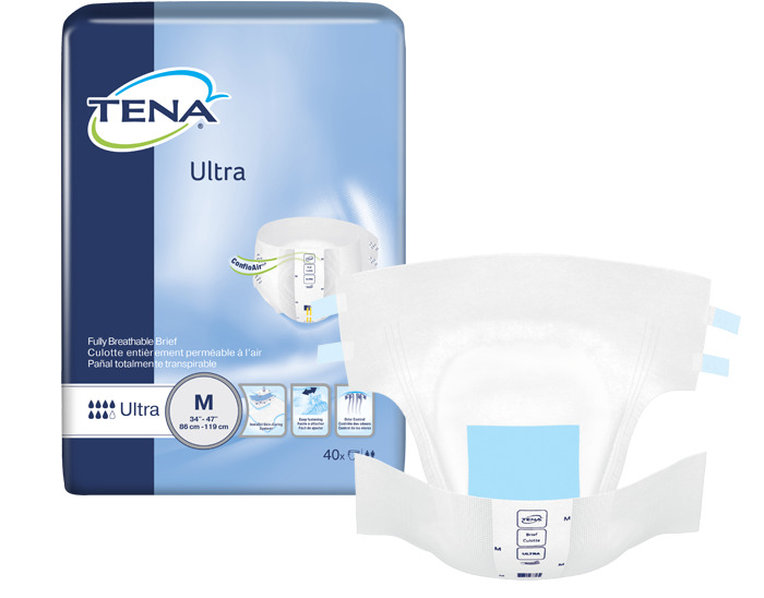 Tena Ultra Brief, Medium Size 34in-47in, White Heavy Item