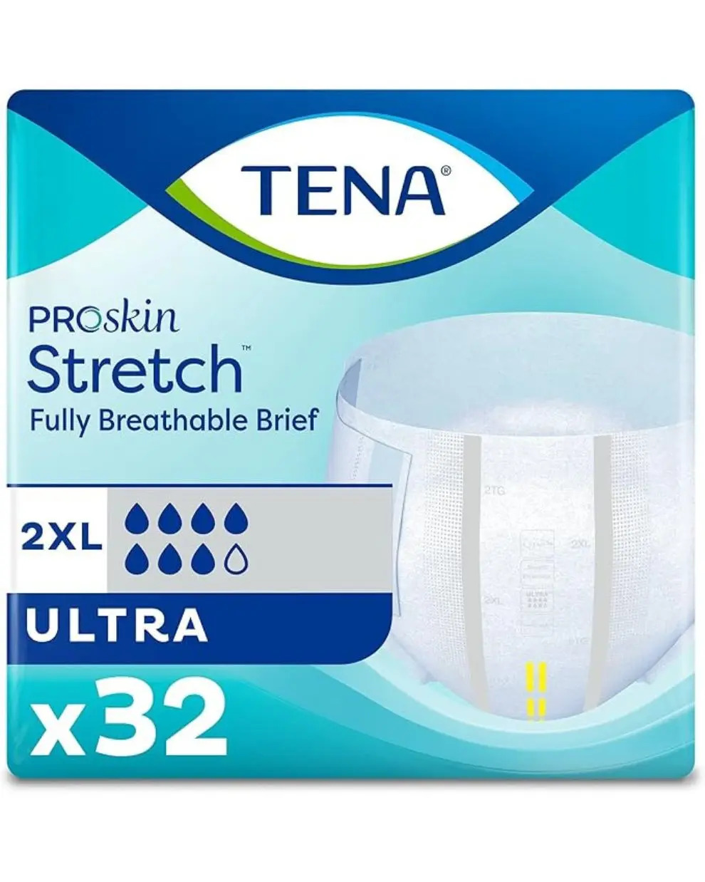 Pkgs Tena Proskin Stretch Super Brief 2xl (64-70") (32/Pkg) Heavy Item