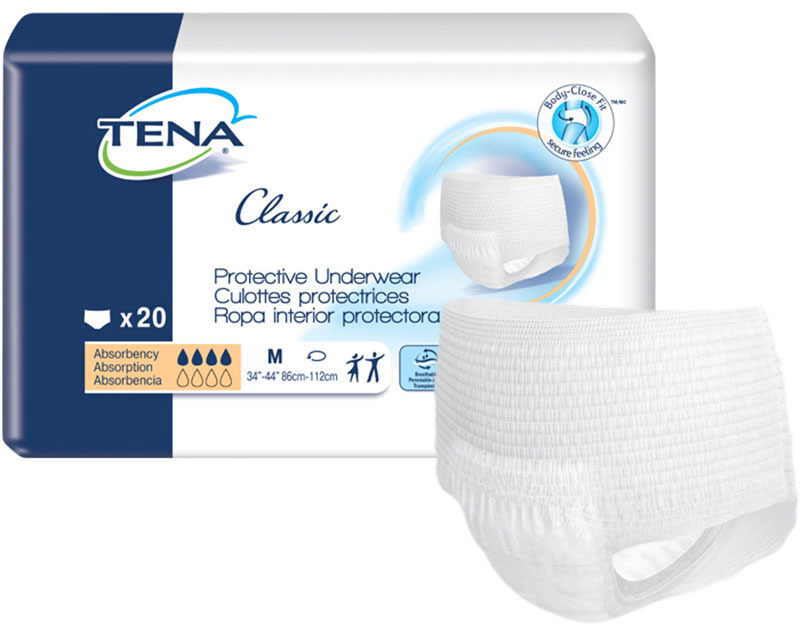 Tena Protective Underwear, Classic, Medium 34in-44in Heavy Item