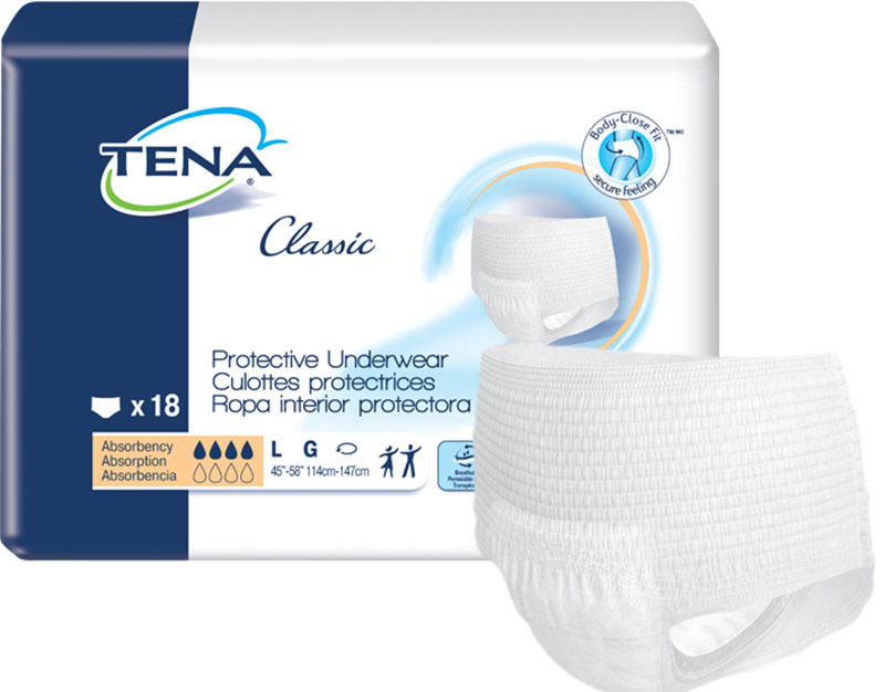 Tena Protective Underwear, Classic, Large 45in-58in Heavy Item