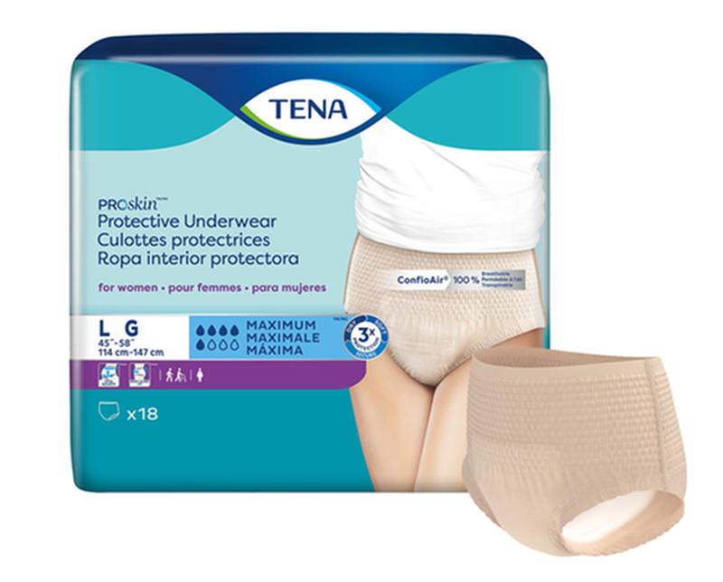 Tena Proskin Underwear For Women, Maximum Absorbency,Nude, Size Large 114-147cm Heavy Item