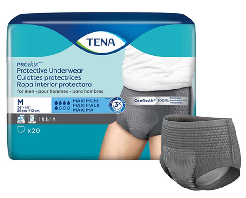 Tena Proskin Underwear For Men, Maximum Absorbency,Grey, Size Medium 86-112cm Heavy Item