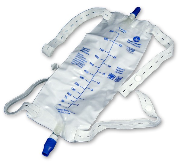 Leg Bag, Size Medium 600ml With One Way Valve,Two Latex Straps For Securing Bag To Leg