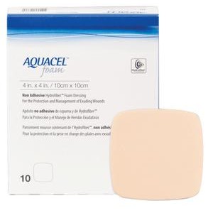Aquacel Non-Adhesive Foam Dressing, 4in X 4in (10cm X 10cm)