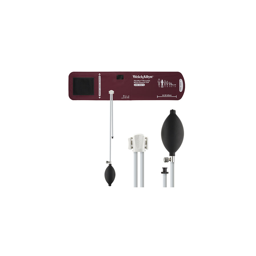 Flexiport Blood Pressure Cuff 1-Piece 2-Tube Bulb & Valve Lrg Adult 12(32-34cm) Reusable L-Free